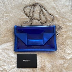 Blue metallic Saint Laurent PVC purse